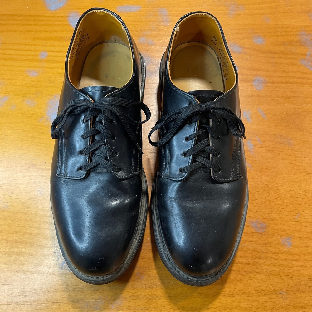 VTG Mens 7.5 Wide Black Leather Oxford Steel Toe Work Safety Shoes Oil Resistant - Picture 2 of 12